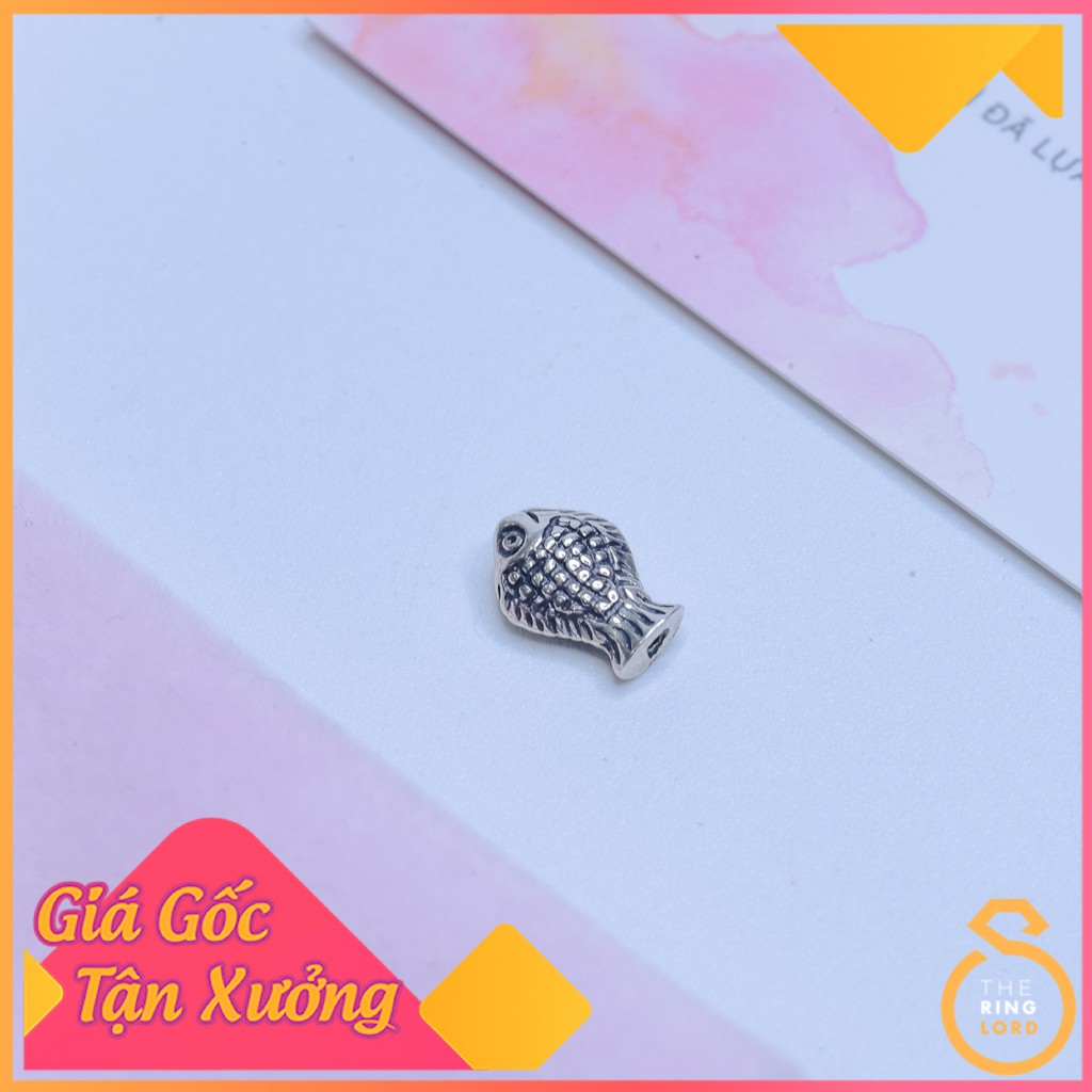 Charm bạc thái con cá xỏ vòng tay | Charm Bạc Thái 925 không xi đen