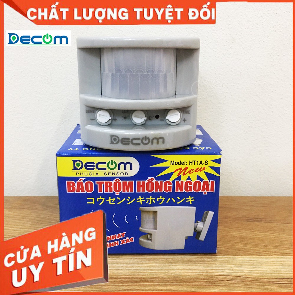 [BH 1 NĂM] Thiết bị báo động chống trộm hồng ngoại Decom HT1A-S 3 nút chỉnh - Phiên bản 2021 chỉnh ngày đêm