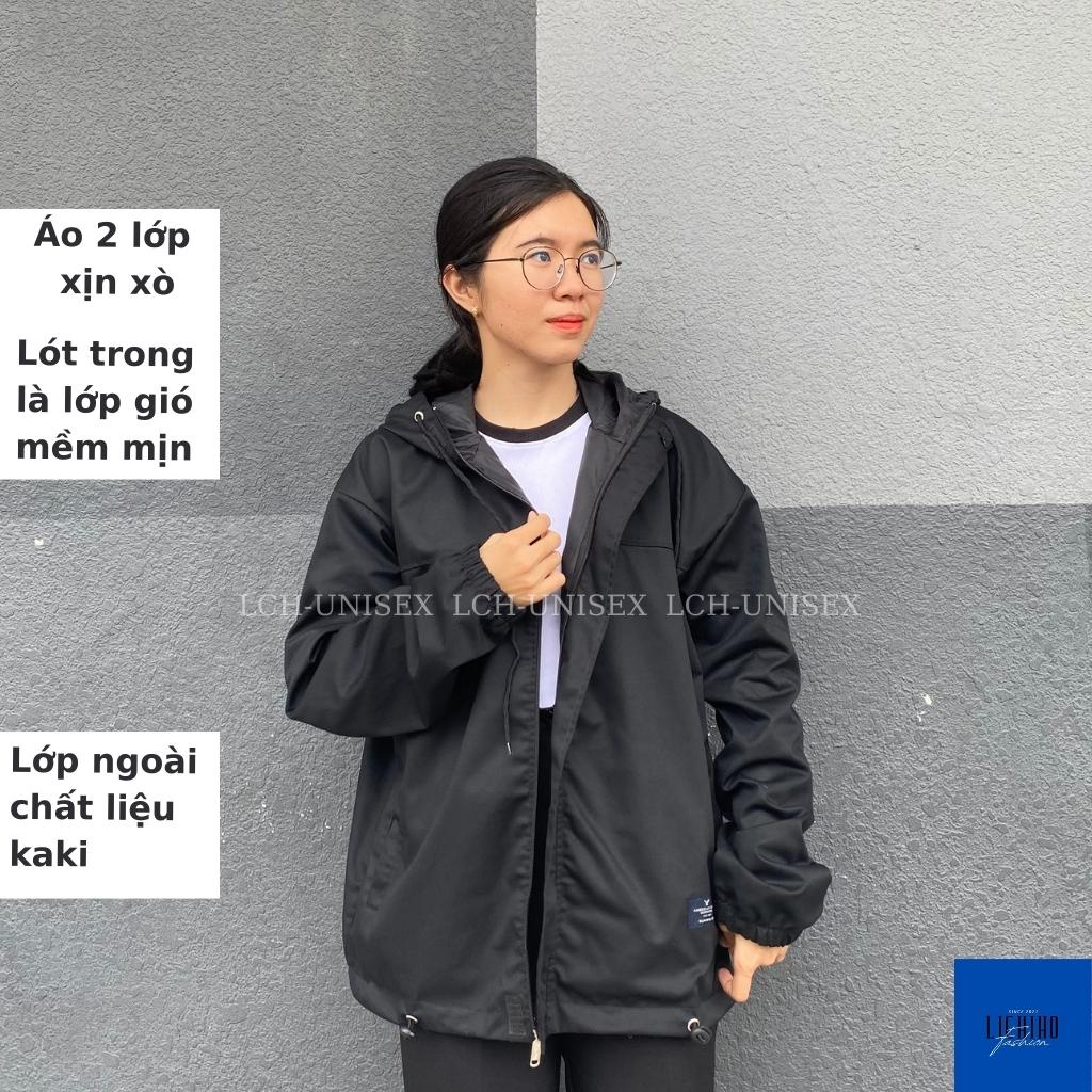 Áo khoác kaki nam nữ 2 lớp form rộng 90kg dày đẹp Áo khoác dù chống nắng unisex basic có 3 túi LCH