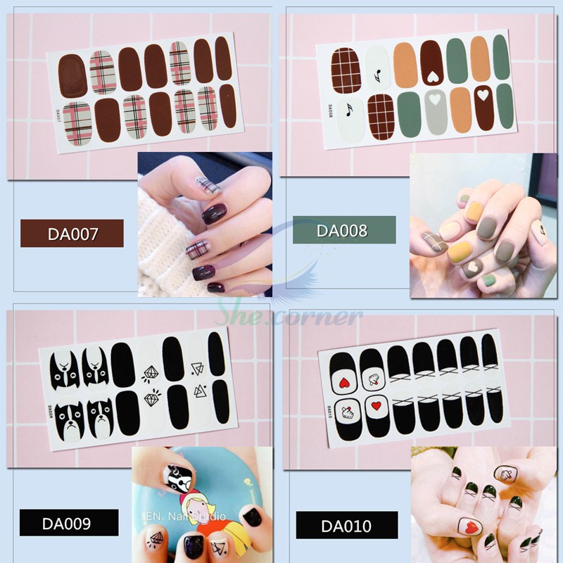 Bộ nail sticker dán móng tay trang trí 3D xinh xắn DA001-DA020 chống thấm nước