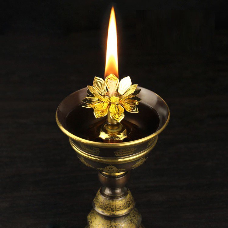 Đèn bấc bằng đồng vàng Bảo Liên Đăng, dùng trong việc thờ cúng tạo không gian trang trọng ấm cúng [Tâm Linh - Kính Phật]