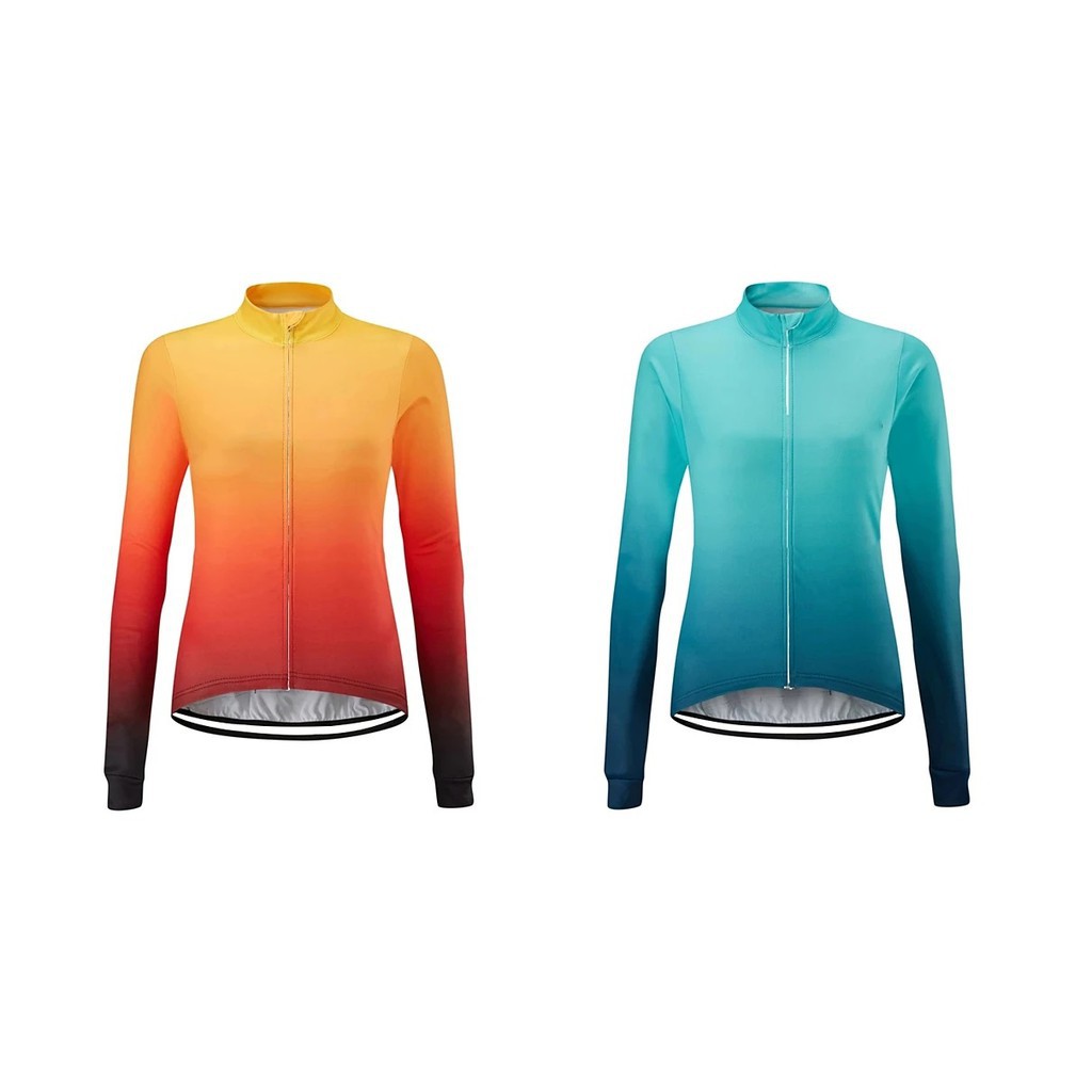 Áo Đi Xe Đạp Bằng polyester Tay Dài Màu Xanh Dương gradient Dành Cho Bạn Nữ