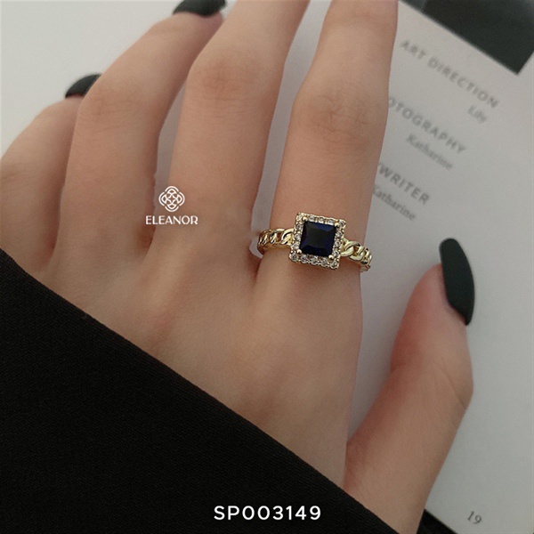 Nhẫn Bạc Eleanor Vintage Đính Đá Zircon Emerald Tròn