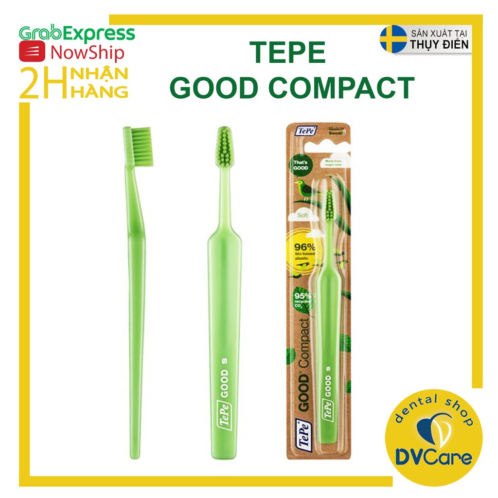 Bàn chải đánh răng đầu nhỏ thân thiện với môi trường TePe GOOD Compact Soft [dvcareshop]