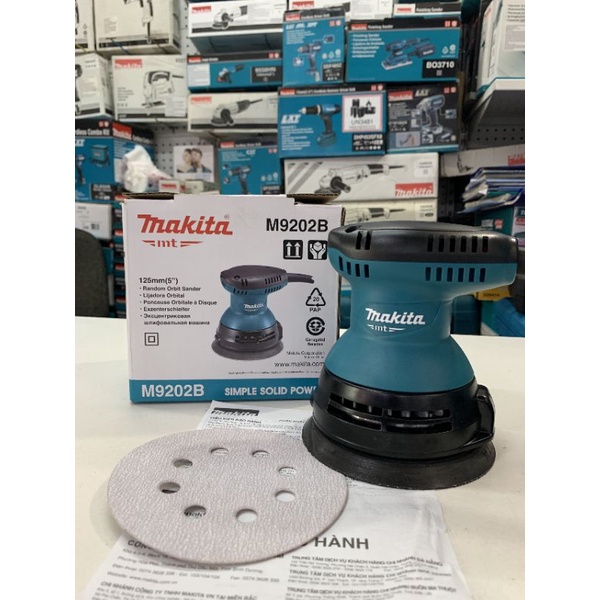 Máy chà nhám quỹ đạo Makita M9202B 125mm, 180W, Túi đựng bụi, Tay cầm mềm