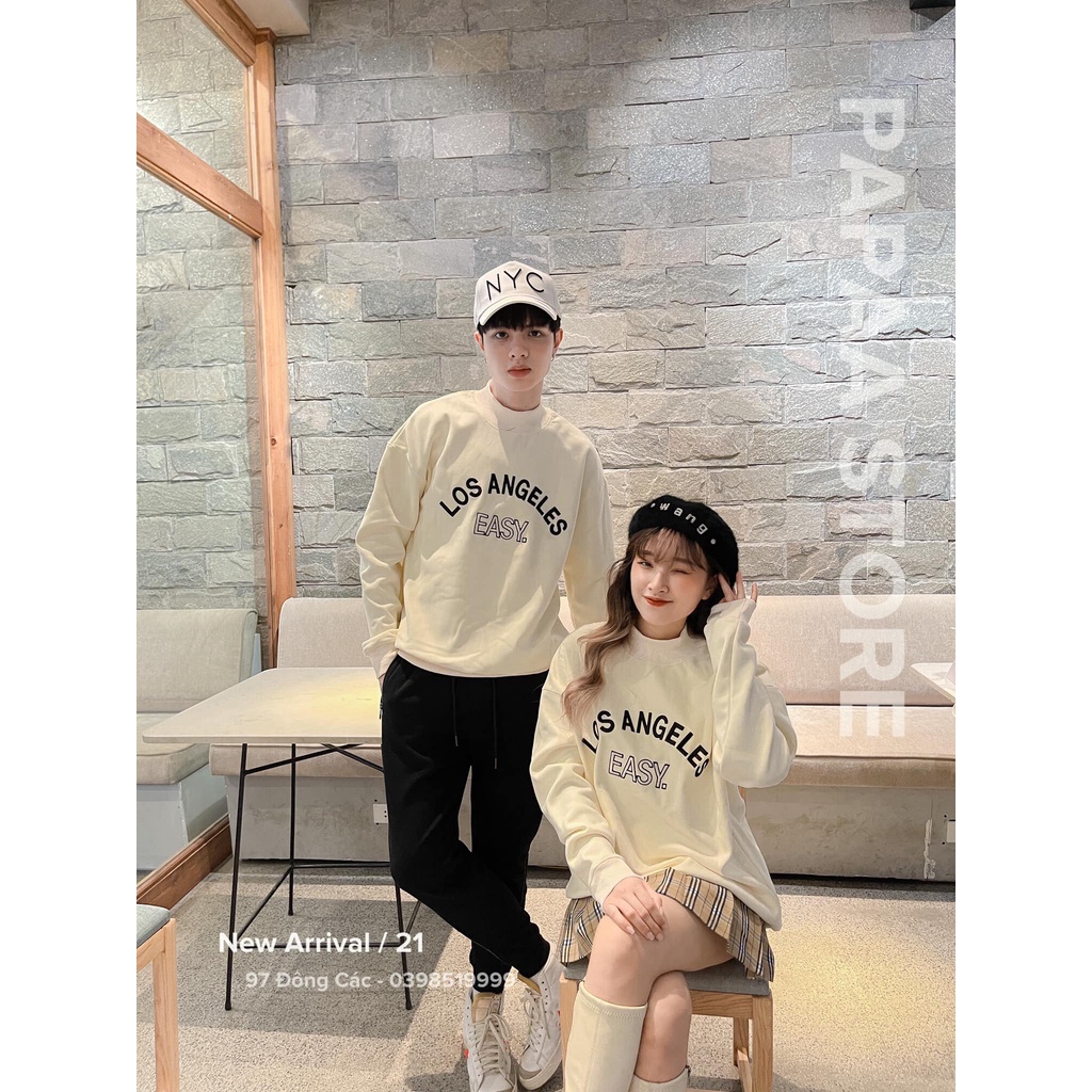 Áo nỉ cổ 3p lót lông nam nữ phong cách Hàn Quốc chữ ngực LOS ANGELES 252 PAPAA SHOP | BigBuy360 - bigbuy360.vn