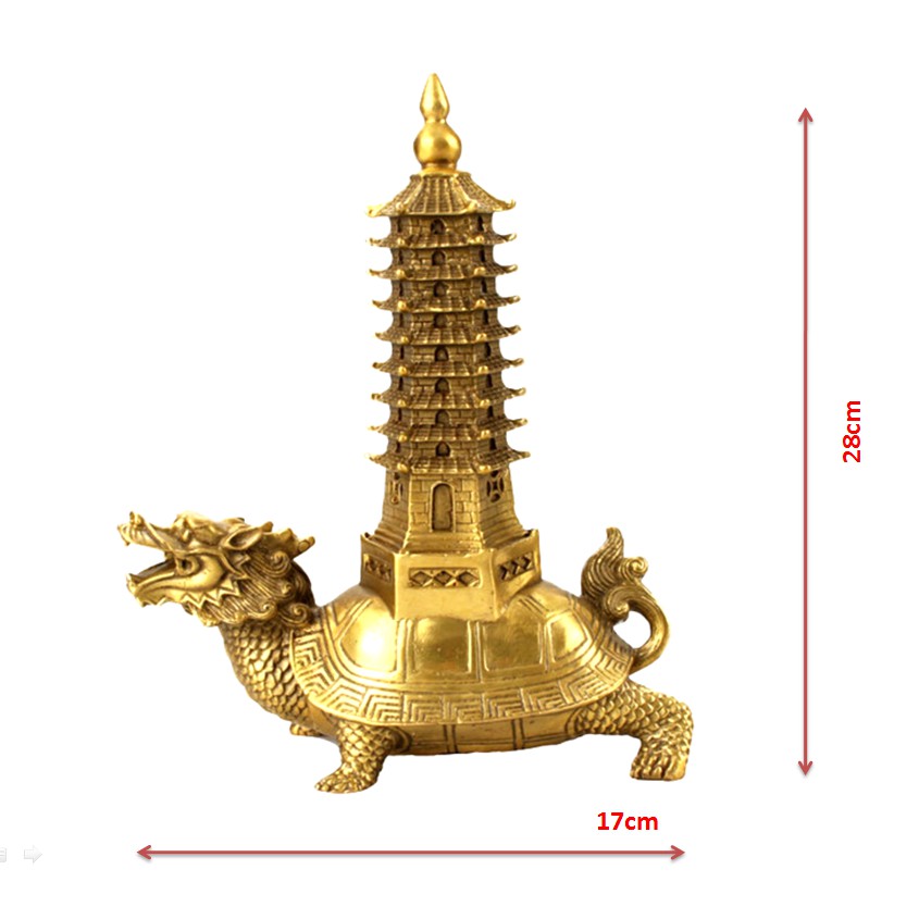 Tượng rùa đầu rồng long quy kết hợp tháp Văn Xương bằng đồng thau cỡ đại