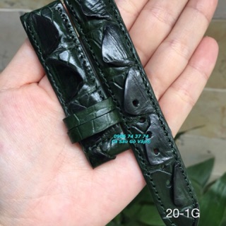 Dây Đồng Hồ Da Cá Sấu Gai Đuôi size 22-24 ( xanh lá)