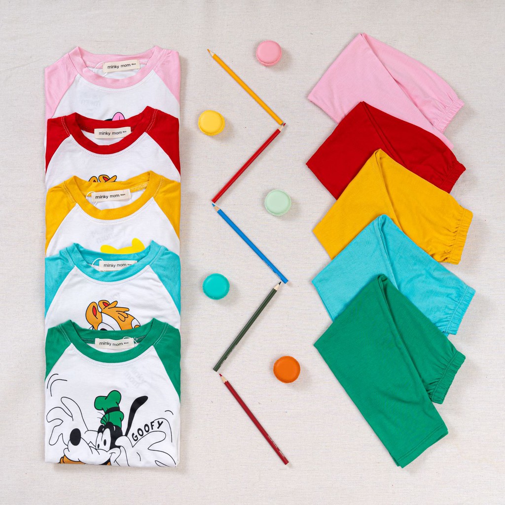 Bộ dài tay Minky thun lạnh họa tiết hoạt hình cho bé QATE162, quần áo cho bé Namkidshop