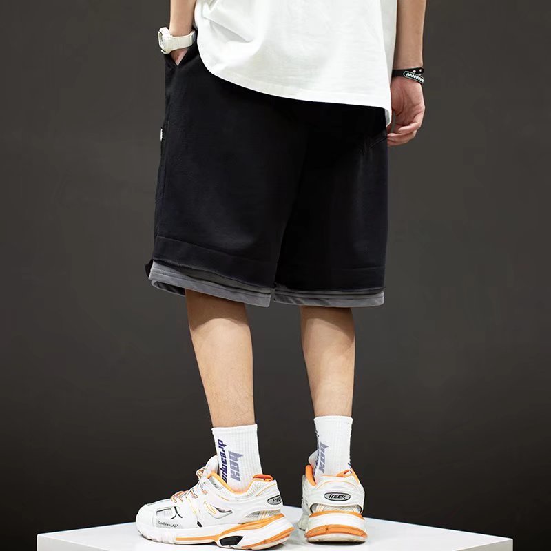 Quần Short Thể Thao Giả Hai Lớp Dáng Rộng Phong Cách Hip Hop Thời Trang Mùa Hè Cho Nam