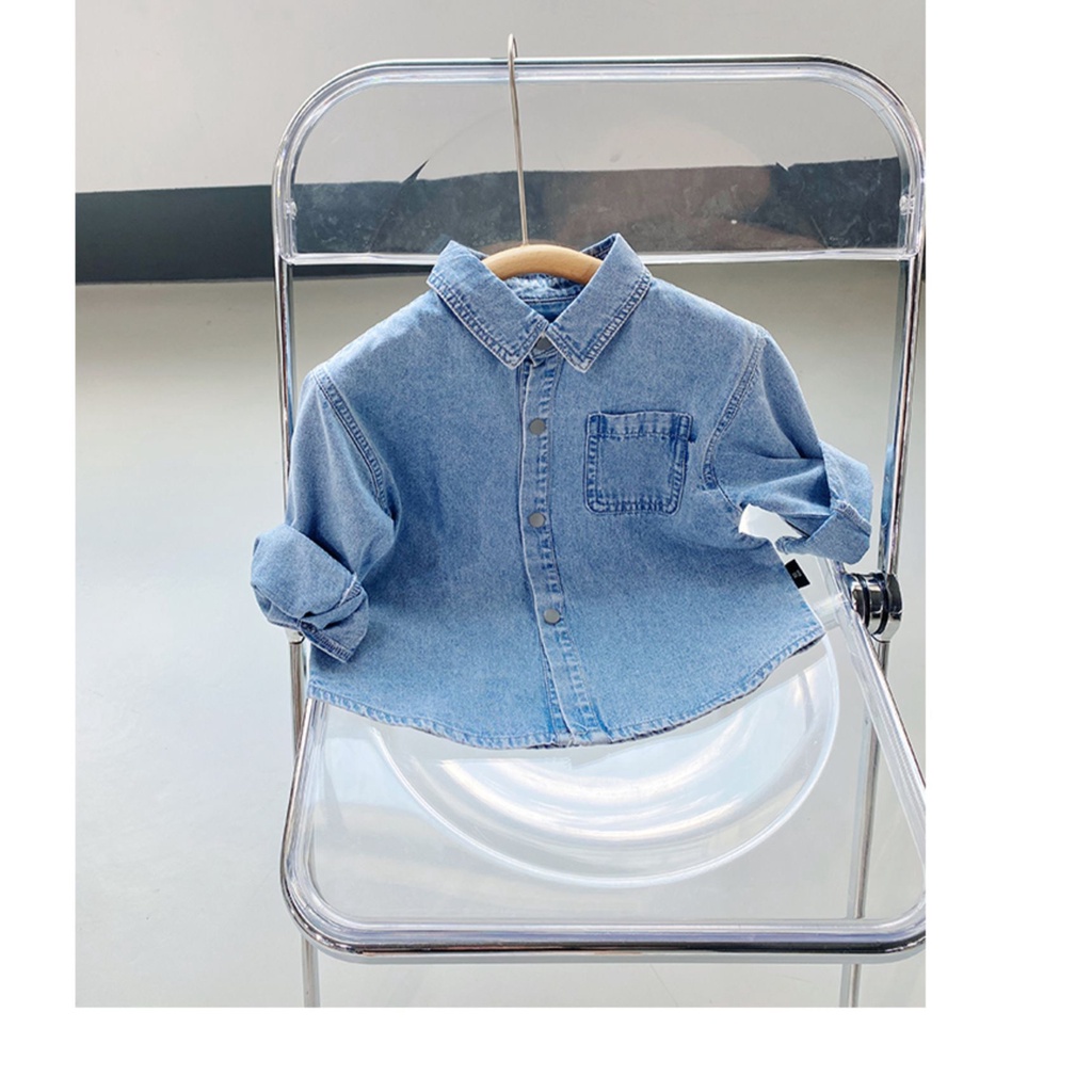 Áo denim dài tay màu nhạt đơn giản cho bé A875