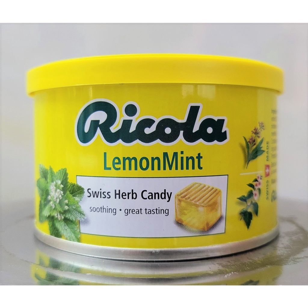 [Hộp tròn 100g (Vàng Nhạt) - LEMONMINT] KẸO CHANH BẠC HÀ [Swiss] RICOLA LemonMint Herb Candy