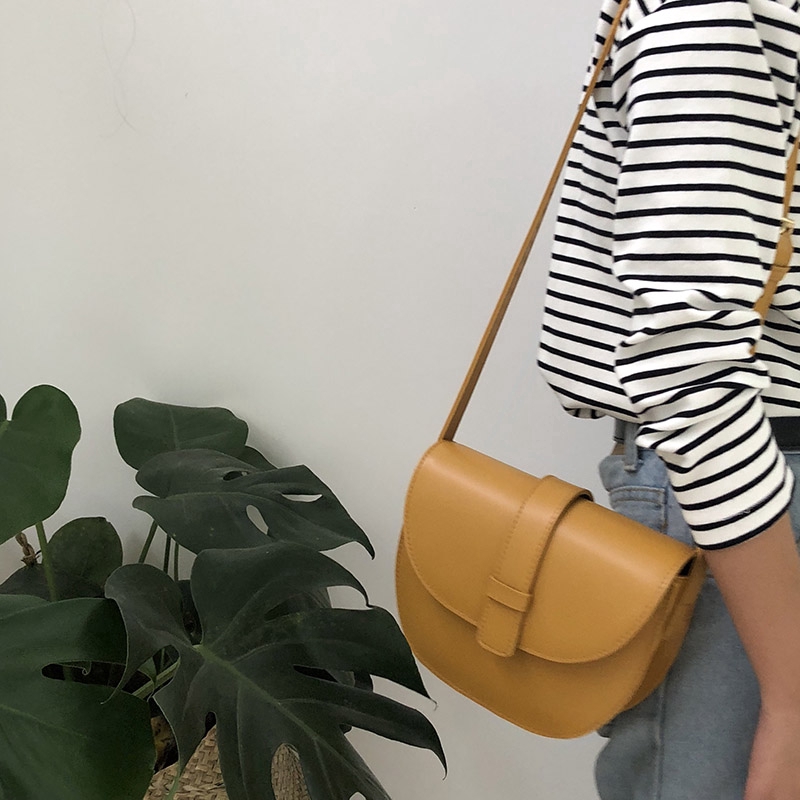 Túi đeo vai IELGY màu trơn phong cách retro trẻ trung thời trang dành cho nữ