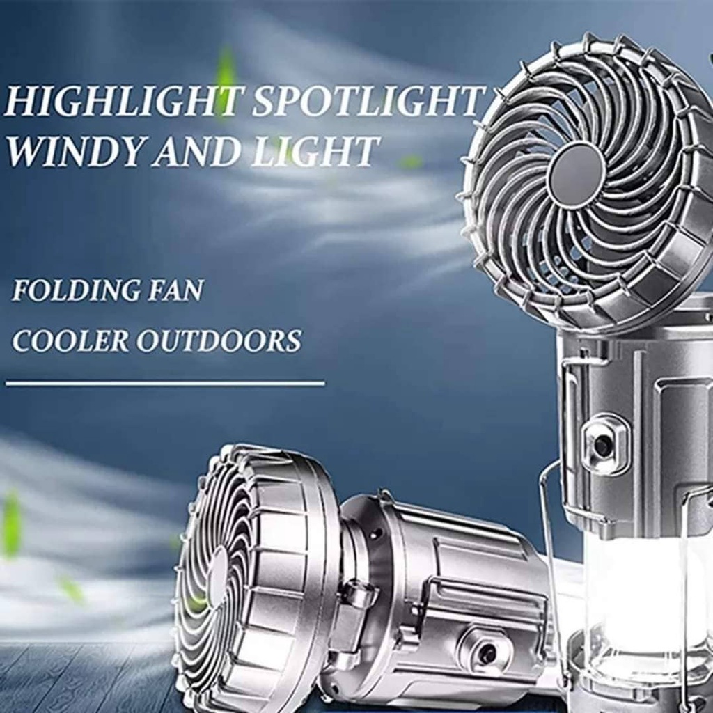 Đèn Năng Lượng Mặt Trời Kèm Quạt Tích Điện 2in1 Tiện Lợi Đèn Du Lịch Mẫu mới 2022
