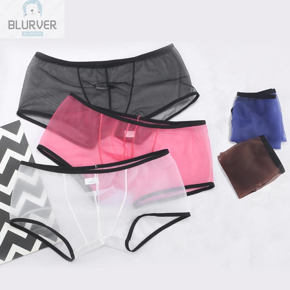 BLURVER~Mens See Through Boxer Briefs Shorts Underwear Panties Sexy Bikini Underpants#blueriver