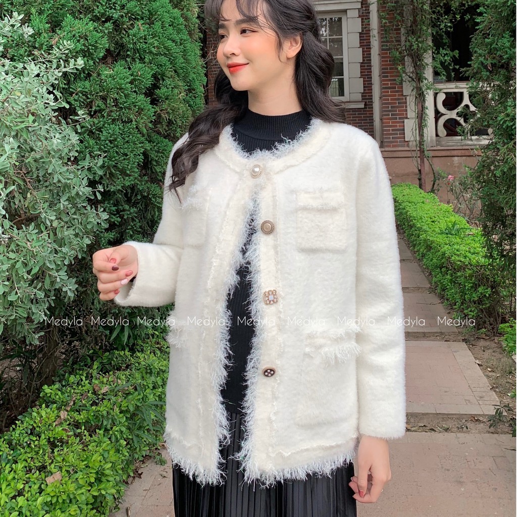 Áo khoác len lông mịn cao cấp - Áo Khoác Nữ Cardigan dáng ngắn hàng cao cấp thiết kế Medyla - AKL002 | BigBuy360 - bigbuy360.vn