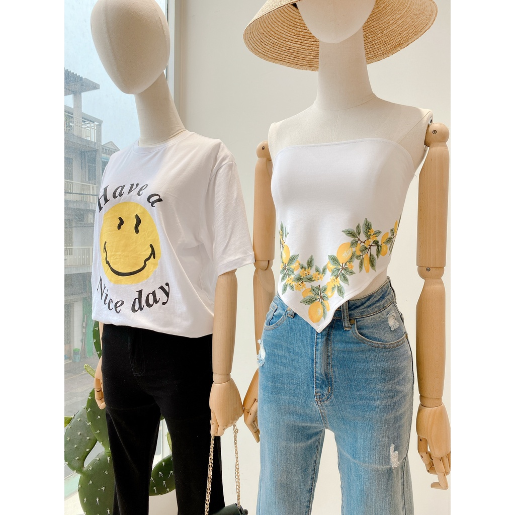 Áo thun nữ in Nice day dáng rộng vừa 100% cotton MIEU - HO07