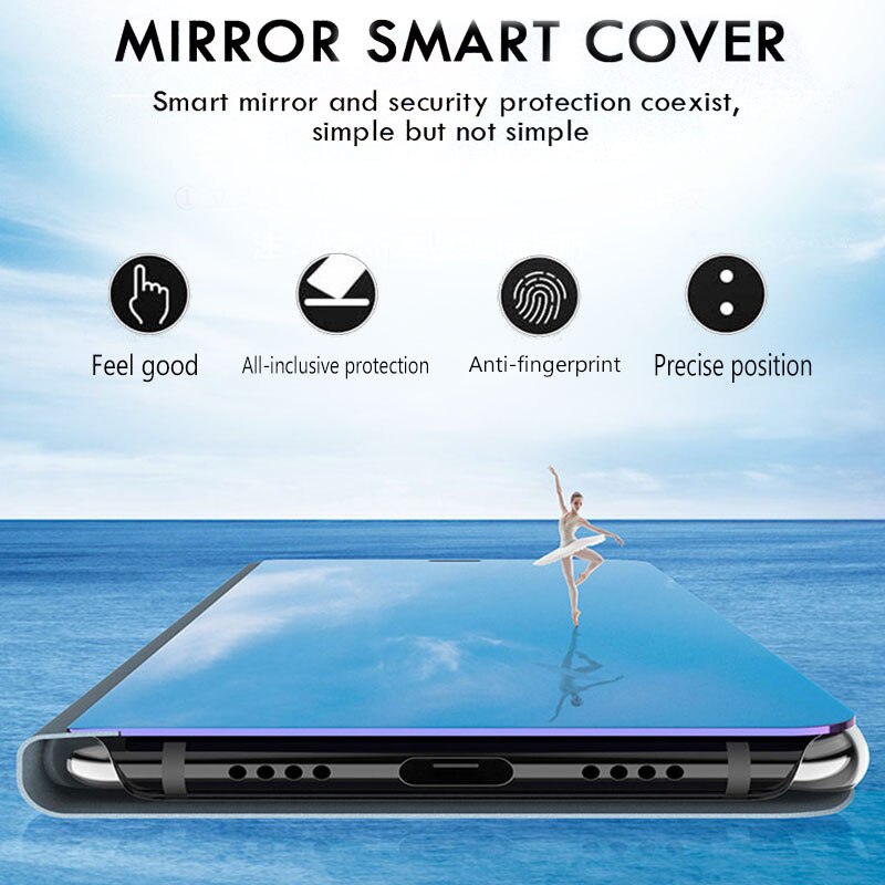 Bao Da Nắp Gập Tráng Gương Kèm Giá Đỡ Chống Rơi Cho oppo f9 f9pro f11 f11pro reno 2 2f 3 4 5 Vỏ