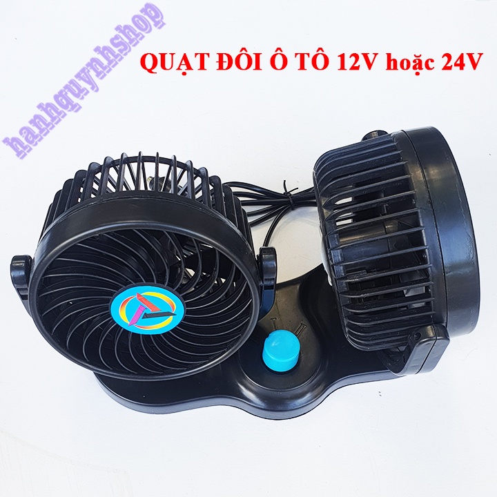 Quạt đôi cho ô tô loại to 12V hoặc 24V để trên taplo