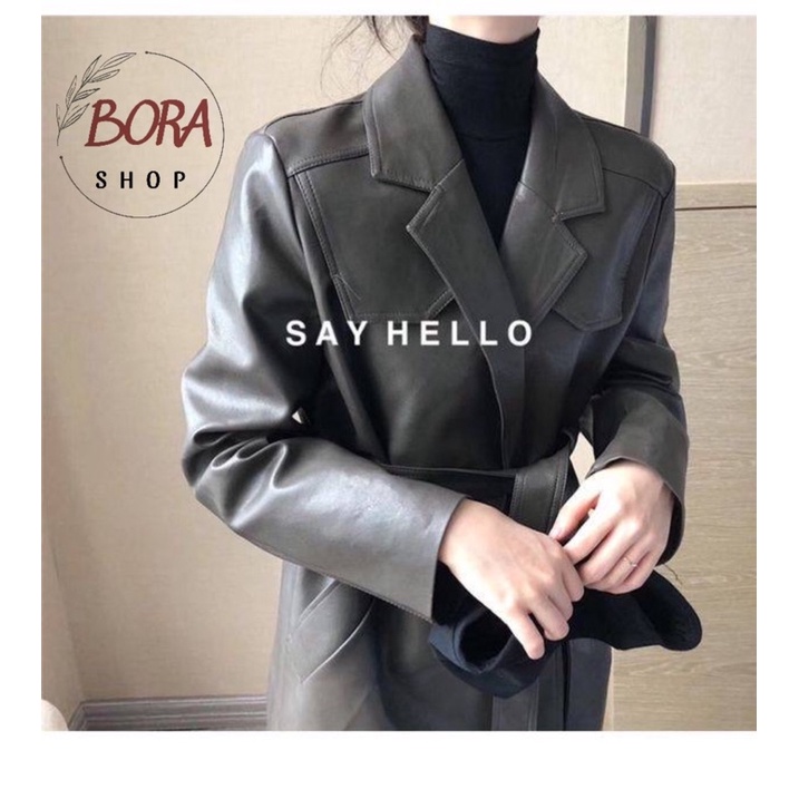 Áo khoác da blazer nữ Hàn Quốc BORA SHOP thắt eo order