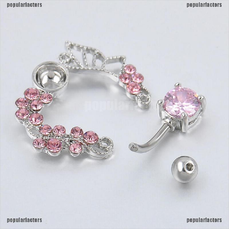 Khuyên Rốn Hình Bướm Màu Sắc Hồng Dễ Thương 14G