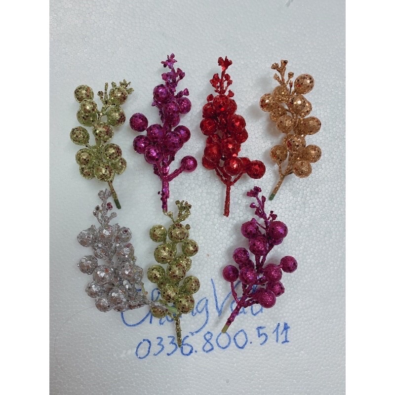Sỉ kiện 100 cành quả sung nhũ kim tuyến trang trí noel,oản tài lộc, làm tháp bánh,lẵng hoa quả