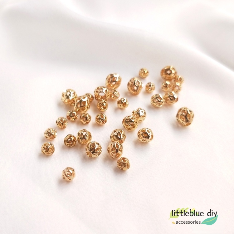 Bộ 10 hạt vuông rỗng 14K tự làm trang sức