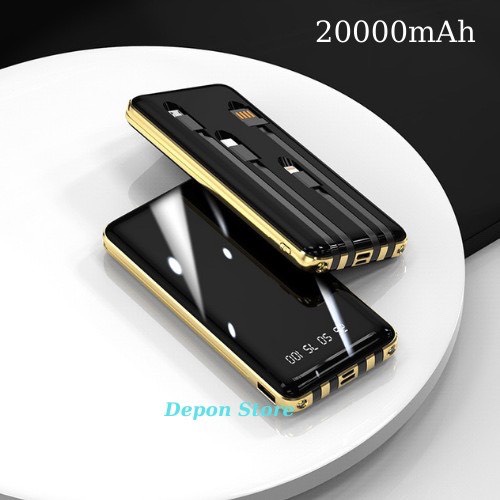 Sạc Dự Phòng 20000 mah Power Bank Có 4 Đầu Ra Sẵn, Tiện Mang Ra NgoàI(TẶNG BÀN CHẢI ĐÁNH RĂNG)