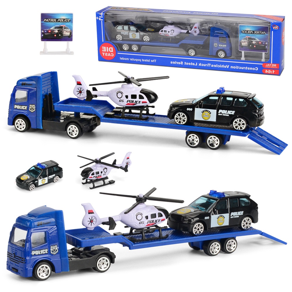 ZHAN QI TOYS Xe tải chở hàng đồ chơi  có 2 xe hợp kim nhỏ dành cho trẻ em