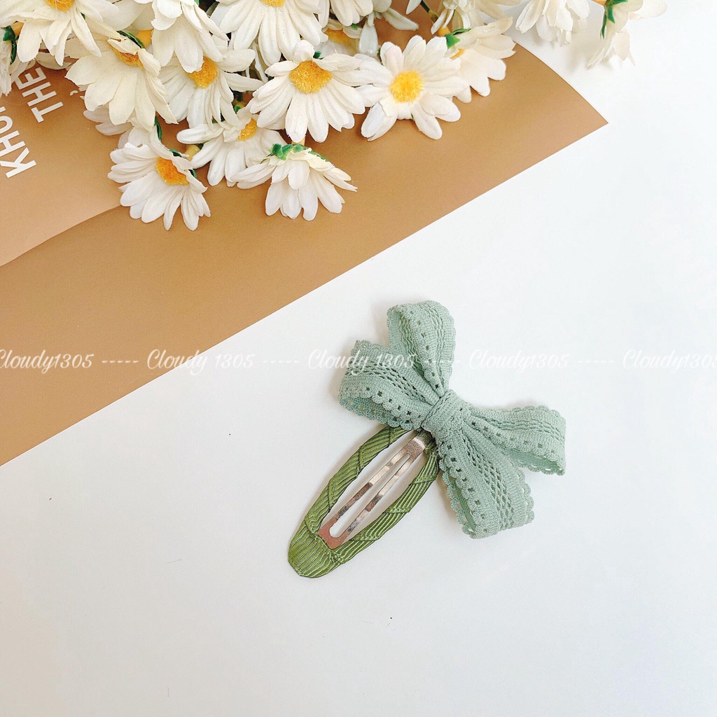 Kẹp tóc ren thắt nơ dễ thương cho bé