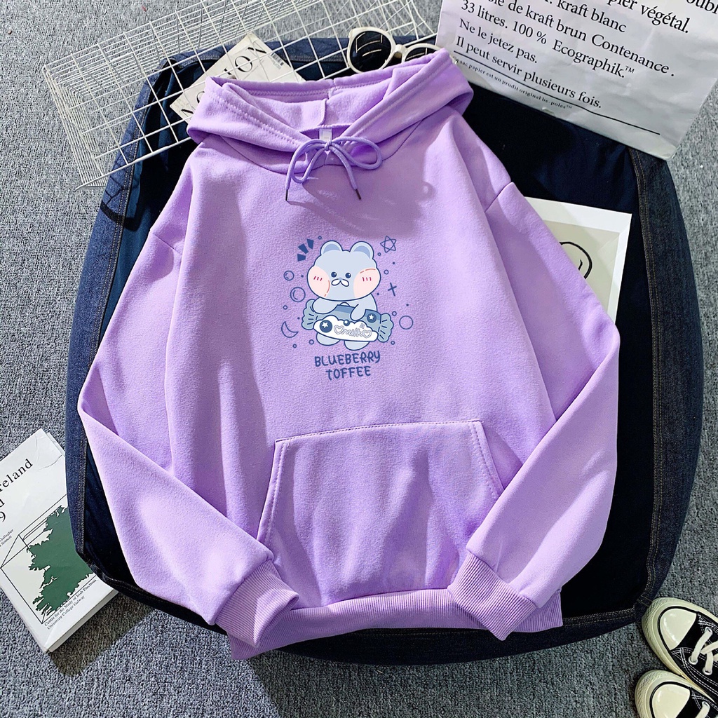 Áo Nỉ Hoodie In Hoạt Hình Gấu Xanh Dễ Thương  - Áo From Rộng Unisex    HOT TREND TTSPA0129