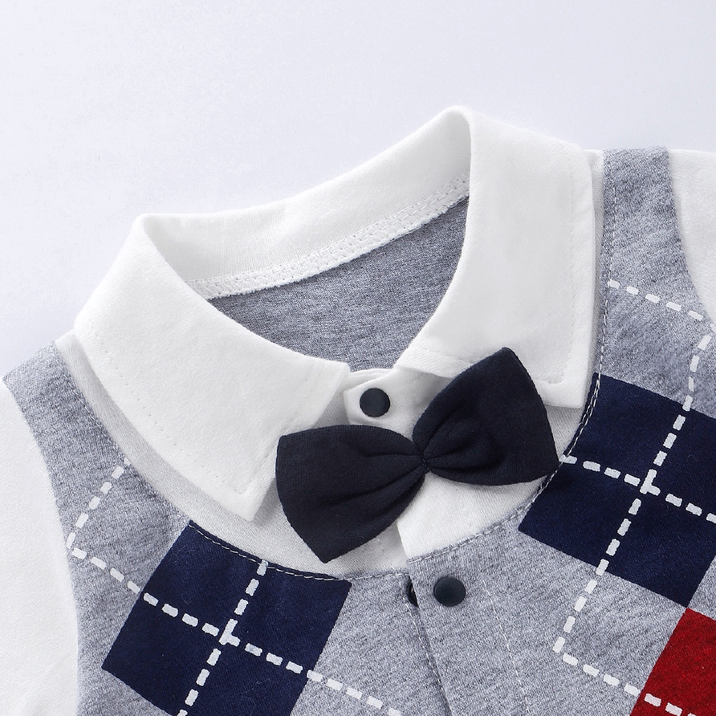 Áo liền quần vải cotton phong cách quý ông cho các bé nhỏ sơ sinh