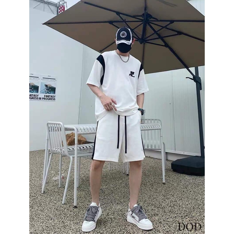 Bộ Phông Nam Cổ Tròn  Phối Màu Đen Trắng Lịch Sự Chất Cotton Hàn Mịn Thấm Hút Mồ Hôi Tốt