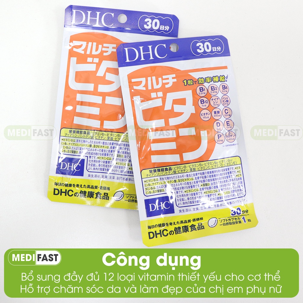 Viên uống vitamin tổng hợp DHC Multi Vitamins - giúp bổ sung 12 loại Vitamin thiết yếu cho cơ thể, tăng sức đề kháng