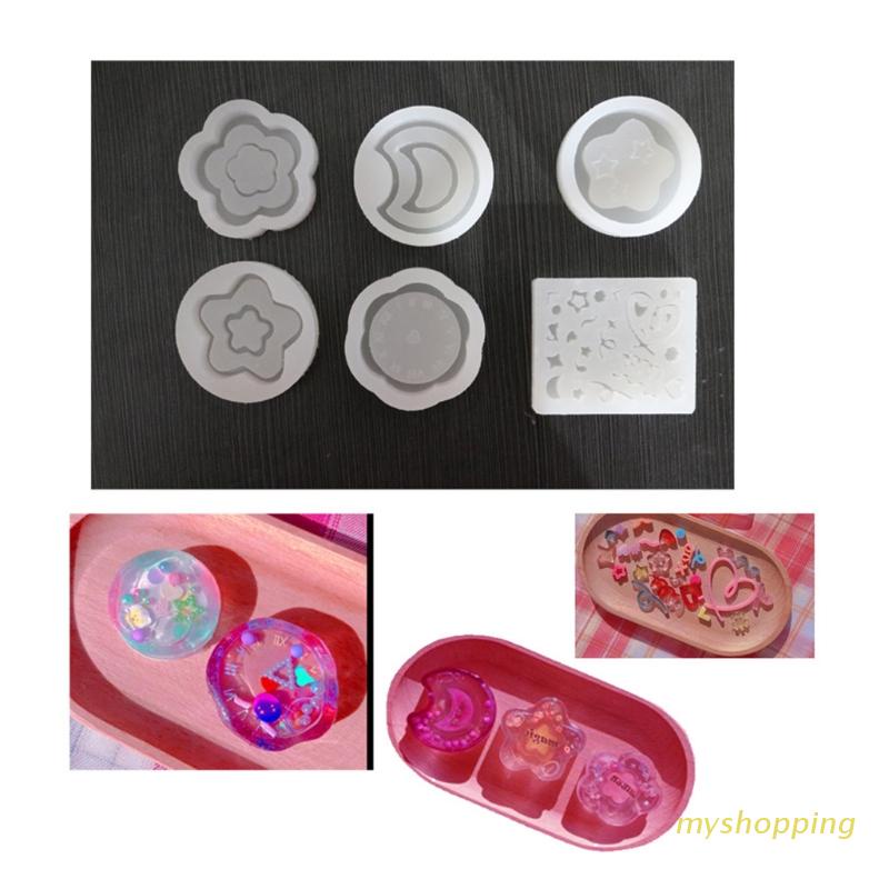 Khuôn silicone làm trang sức thiết kế DIY resin tạo kiểu bông hoa ngôi sao mặt trăng