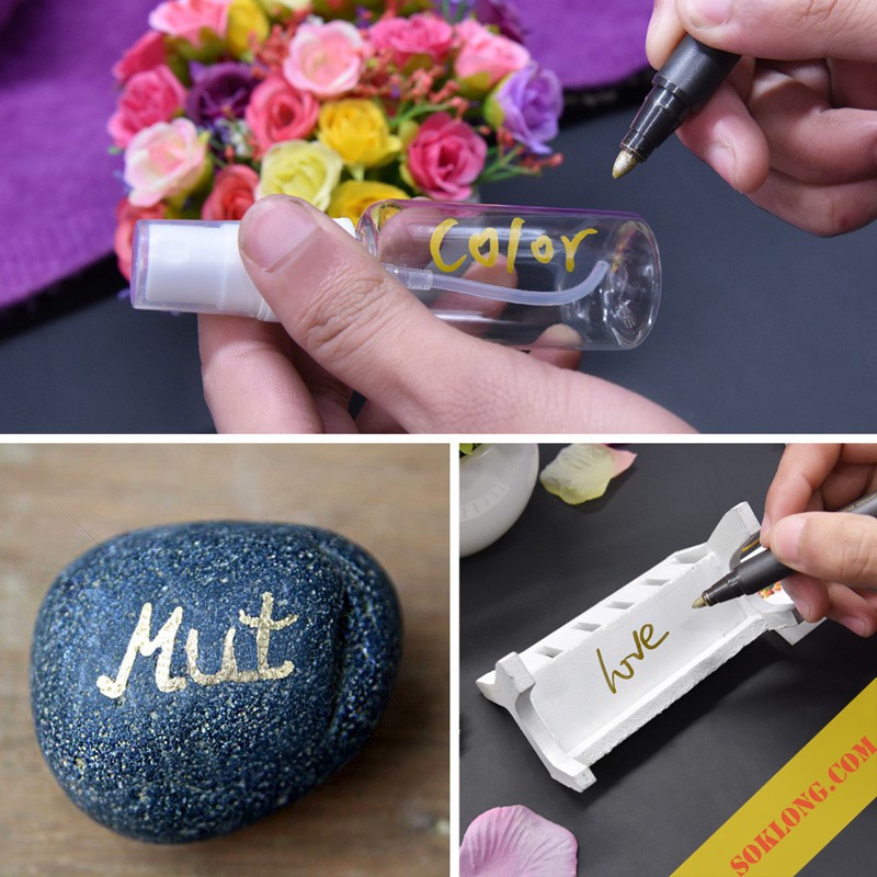 Bút nhũ đầu to Sta Metallic nhiều màu nét 2mm, bút viết Calligraphy, trang trí nhiều chất liệu