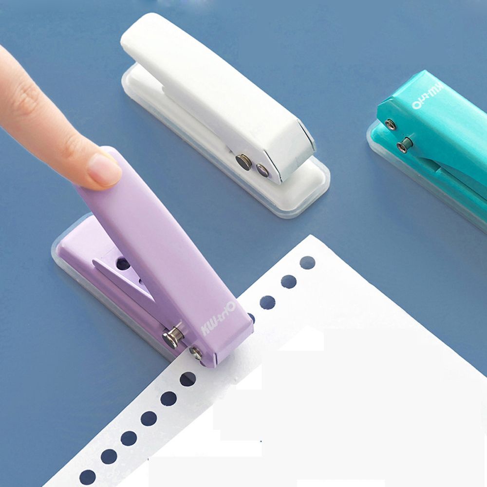 DWAYNE Portable Metal Hole Puncher Office Manual Puncher Hole Punch School Paper Cutter Solid color Stationery Offices Stationery Loose-Leaf 6mm Single Hole/Multicolor