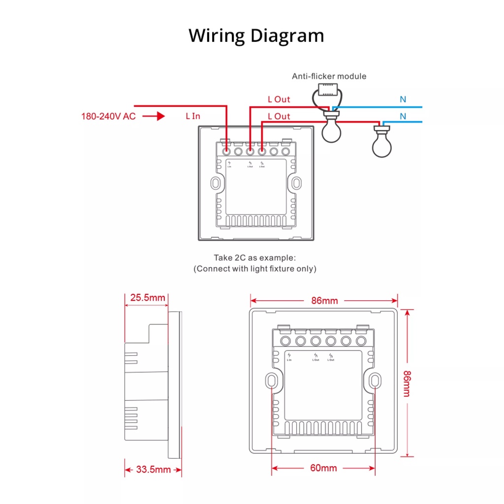 Công tắc ewelink wifi + RF433 cảm ứng 1,2,3 nút, chuẩn UK, Không dây Nguội, Tasmota MQTT