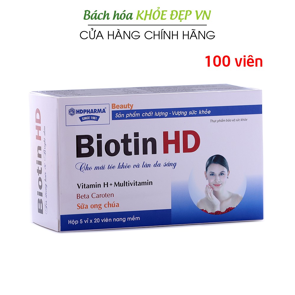 Viên uống Biotin HD cho mái tóc khỏe và làn da sáng - Hộp 100 viên