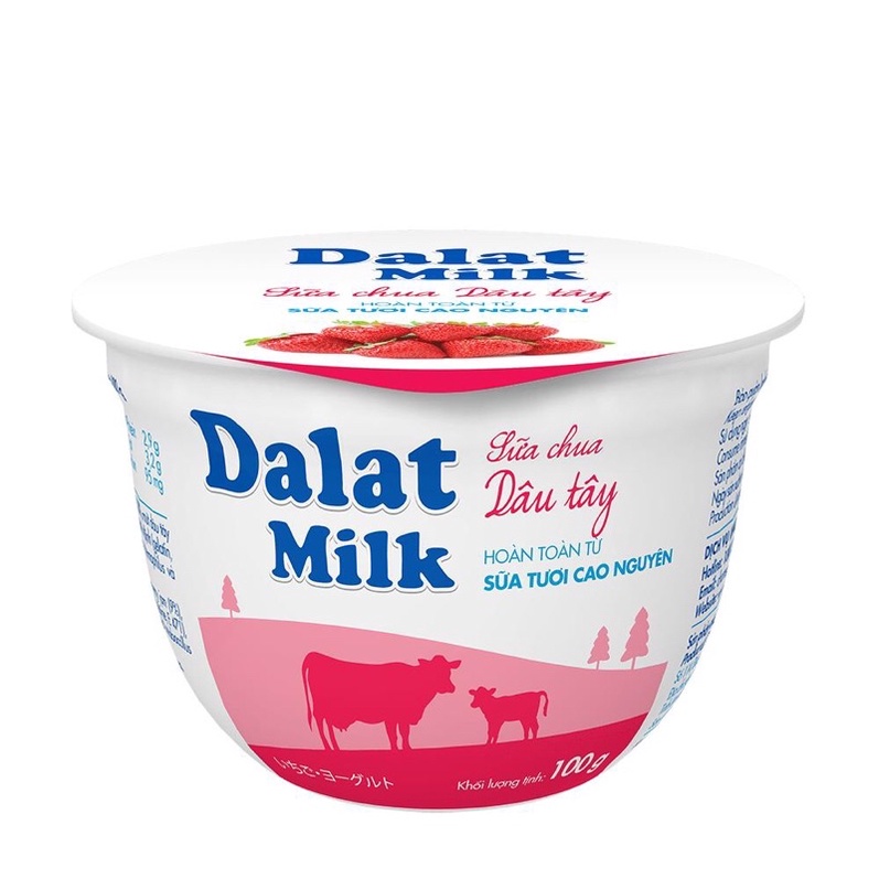 Sữa chua dâu tây Dalatmilk hộp 100g(Chỉ giao ở tp Hcm)