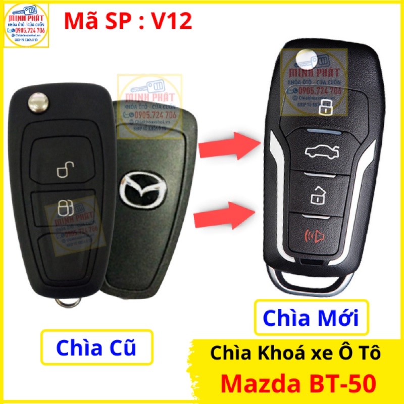 Chìa khoá remote xe Ô tô Mazda BT50 mẫu V12