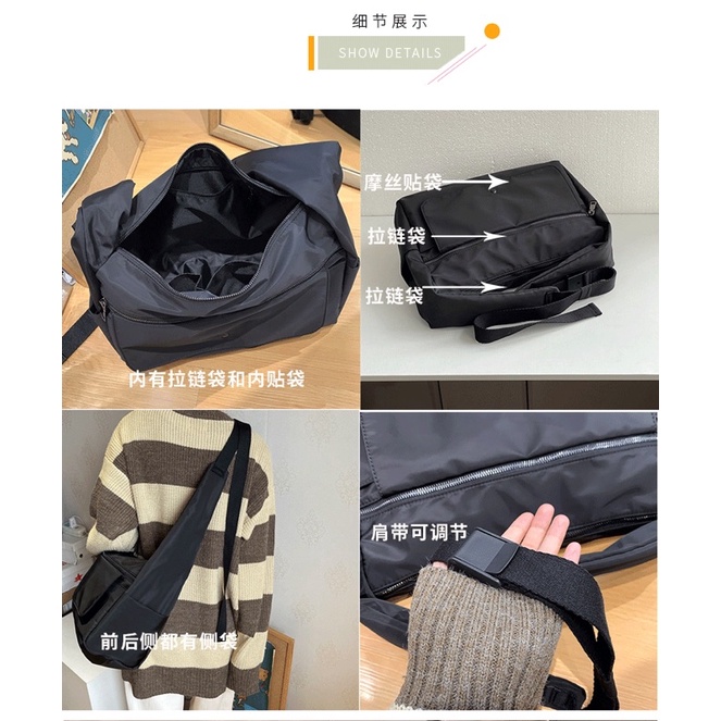 Túi đeo chéo unisex bao tử vải chống thấm siêu to