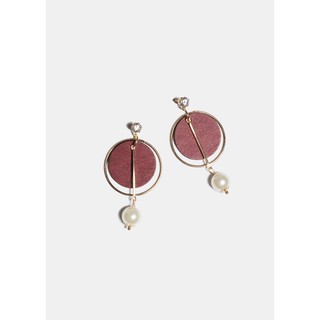 [THANH LÝ] BÔNG TAI SHOP MISS A Wooden Disc & Pearl Earrings