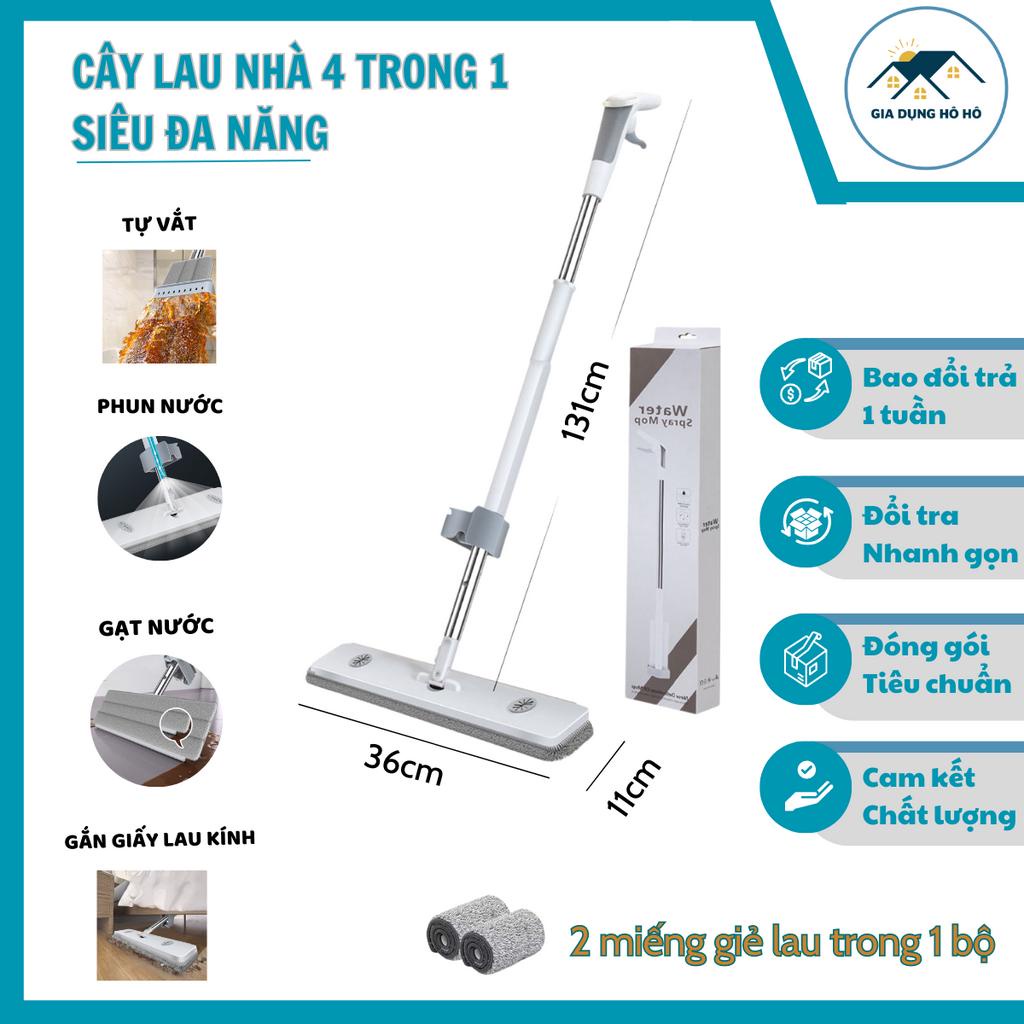 Cây lau nhà phun sương tự vắt, gạt nước, gắn giấy lau kính 4 trong 1. Tiện lợi dọn dẹp nhà cửa nhanh hơn.