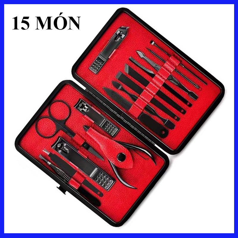 BỘ CẮT MÓNG TAY TIỆN DỤNG - BỘ KÌM BẤM MÓNG TAY 15-16-8-19-20 MÓN ĐEN HUYỀN BÍ