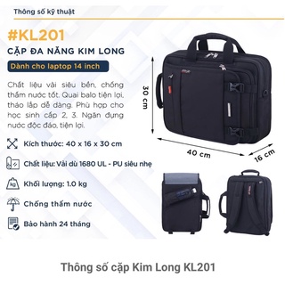 (Mới) Cặp đen đa năng học sinh cấp 2, cấp 3 Kim Long KL201