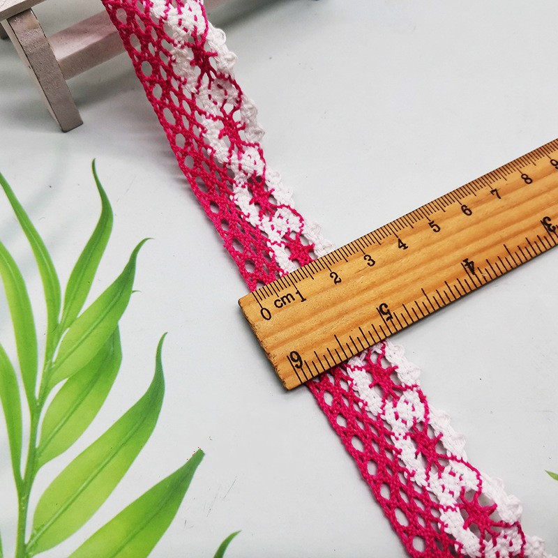 2.3cm Ren vải cotton vintage thêu hoa viền cách điệu phụ kiện DIY handmade