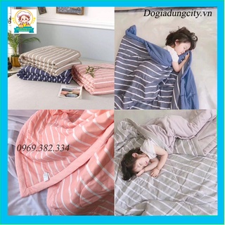 Chăn hè thu cotton đũi kẻ muji nhật bản