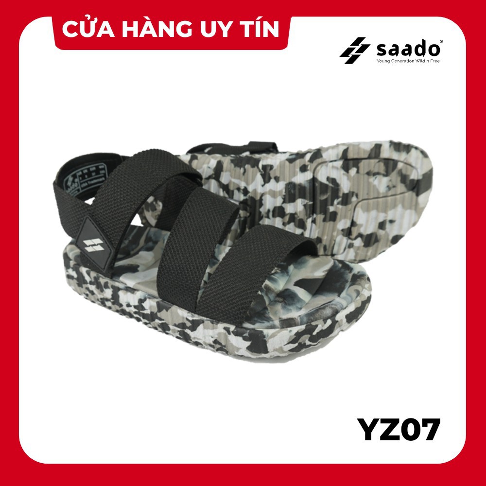 Dép sandal nam nữ SAADO YEZI camo đen lính đi học, đi chơi [HÀNG CHÍNH HÃNG]