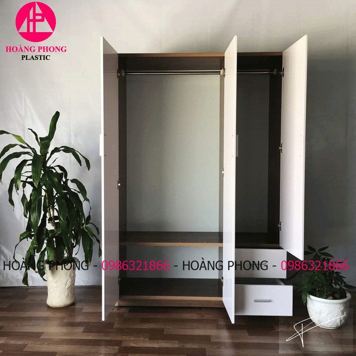 ( HÀNG CAO CẤP ) Tủ nhựa đài loan 3 cánh vân gỗ ngang 1m22 cao 1m85 miễn phí giao hàng | BigBuy360 - bigbuy360.vn
